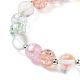 Bracelet extensible perles rondes en verre et pierre de lune synthétique BJEW-TA00192-6