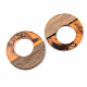 樹脂＆ウォールナットウッドペンダント  リング  オレンジ  28x3mm  穴：2mm RESI-S389-036A-A01-2