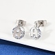 Серьги-гвоздики из нержавеющей стали 304 с микропаве из прозрачных кубических цирконий EJEW-Z089-03P-3