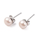 Orecchini a bottone con perle rotonde di perle naturali EJEW-E298-01B-01P-1