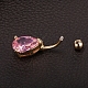 Real 18k chapado en oro lágrima latón cubic zirconia anillo de ombligo anillo de ombligo anillos de vientre AJEW-EE0001-13C-2