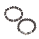 2Pcs 2 Style Natural Lava Rock & Synthetic Hematite Stretch Bracelets Set with Alloy Tube Beaded BJEW-JB08319-4