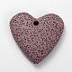 Synthetic Lava Rock Big Flat Heart Pendants G-O025-10A-1
