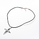 Kreuz Leder Anhänger Halsketten für Frauen NJEW-P127-042AS-3