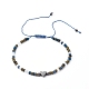 Set di bracciali con perline intrecciate in filo di nylon regolabile con perline di agata nera naturale BJEW-JB06453-11