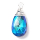 Faceted Glass Pendants PALLOY-JF01370-01-2