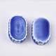 手作り陶器ヨーロピアンビーズ  光沢釉の磁器  大穴ビーズ  オーバル  ブルー  27~28x18~19x7mm  穴：4mm PORC-T002-38B-2