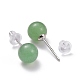Круглые изящные серьги-гвоздики с зеленым авантюрином и треском для девушек и женщин EJEW-M202-04C-2