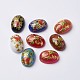 Printed Flower Picture Resin Cabochons GGLA-K001-13x18mm-1