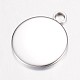 304 Stainless Steel Pendant Cabochon Settings STAS-G071-46P-3