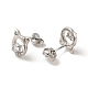Clear Cubic Zirconia Hollow Out Cat Stud Earrings EJEW-F301-14-3