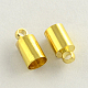 真鍮製コードエンドパーツ  エンドキャップ  カドミウムフリー＆鉛フリー  コラム  ゴールドカラー  12x6.5mm  穴：2mm  6mm内径 KK-R011-03-G-1