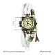 女性はブレスレットの腕時計を包みます  クォーツ時計  模造革と合金ガラス  エッフェル塔  ホワイト  アンティークブロンズ  200mm WACH-BB17387-1-3