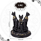 水晶球の陳列台  不透明なラジンバステト猫の女神像ガラスボールホルダー  ブラック  6.2x7.2cm ODIS-WH0001-40-2