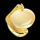 Real 18K Gold Plated Graceful Tin Alloy Cat Eye Animal Finger Rings for Women RJEW-BB01101-7A-2