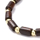 Natural Wood Tube Beads Stretch Bracelet BJEW-JB07091-5