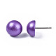 女の子の女性のための真珠色の半円形のシマウッドのイヤリング  外科用316ステンレス鋼ピン付きスタッドピアス  紫色のメディア  11x4.5mm  ピン：0.7mm EJEW-N048-001-08-3