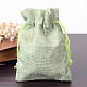 ポリエステル模造黄麻布包装袋巾着袋  黄緑  12x9cm X-ABAG-R005-9x12-02-1