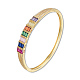 Colorful Cubic Zirconia Rectangle Hinged Bangle BJEW-N014-007-1