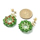 Glass Christmas Wreath Dangle Stud Earrings EJEW-TA00243-3