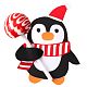 Carte di lecca-lecca caramelle di carta a forma di pinguino a tema natalizio CDIS-I003-02-1