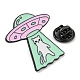 Spacecraft wit Cat Alloy Enamel Pin Broochs AJEW-Z023-06EB-3