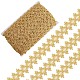 Nastri di pizzo di poliestere, bordo in pizzo floreale, accessori d'abbigliamento , oro, 1-3/8 pollice (34 mm)