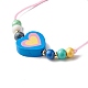 Simpatico braccialetto di perline di legno a forma di cuore per bambini BJEW-JB06753-04-5