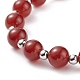 Natural Red Agate Carnelian(Dyed & Heated) & Green Aventurine Stretch Bracelet with Alloy Christmas Tree Charm BJEW-TA00124-5