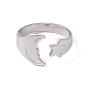 304 Stainless Steel Moon & Star Open Cuff Ring for Women RJEW-C045-19P-2