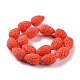 Dyed Synthetical Coral Teardrop Shaped Carved Flower Bud Beads Strands CORA-L009-03-3