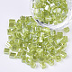 6/0 ガラスシードビーズ  透明色光沢  角穴  キューブ  黄緑  6/0  3~5x3~4x3~4mm  穴：1.2~1.4mm  約4500個/袋 SEED-S027-05B-05-1