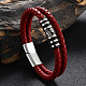 Bracelet multi-rangs double couche en cuir perlé tête de mort en acier inoxydable SKUL-PW0004-26C-02-1