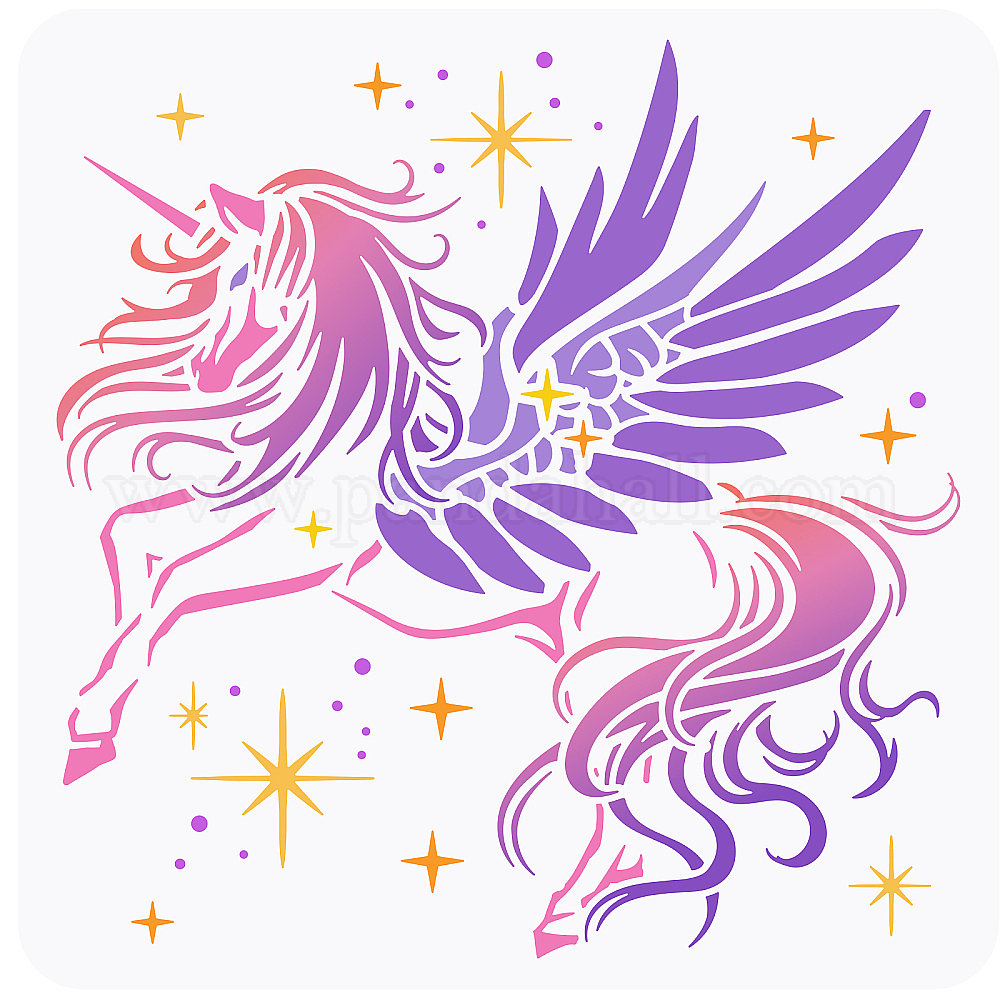 Shop FINGERINSPIRE Unicorn Stencil 11.8x11.8inch Reusable Unicorn