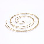 3.28 Feet 304 Stainless Steel Cable Chains, Soldered, with Round Beads, Satellite Chains, Golden, 1.6mm