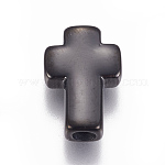Revestimiento iónico (ip) 304 perlas de acero inoxidable, cruz, gunmetal, 14x10x4mm, agujero: 2.5 mm