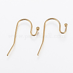 Ion Plating(IP) 316 Stainless Steel Earring Hooks, Ear Wire, Real 18K Gold Plated, 21x12x2mm, 20 Gauge, Pin: 0.8mm