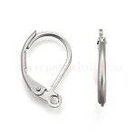 Stainless Steel Color Tone 304 Stainless Steel Leverback Earring Findings, with Loop, 15x10.5mm, Hole: 1.2mm, Pin: 0.7mm
