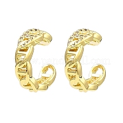Овальные серьги-каффы из латуни с фианитами EJEW-D069-08G