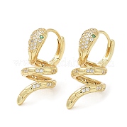 Серьги-кольца из латуни с микропаве из кубического циркония EJEW-F324-06G