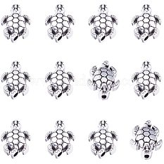 Pandahall Elite 100 Stück Schildkröte Abstandsperlen Tibetische Legierung Antik Silber Tier Metall Perlen Charms für die Herstellung von Armbandschmuck TIBEB-PH0004-50