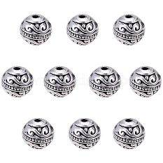 PandaHall Elite 60pcs 8mm Round Spacers Beads Tibetan Alloy Metal Charms Beads Antique Silver for Bracelet Jewelry Making TIBE-PH0004-93