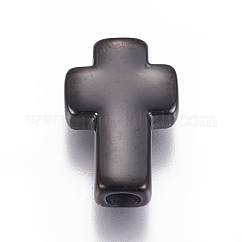 イオンプレーティング（IP）304ステンレスビーズ  クロス  ガンメタ色  14x10x4mm  穴：2.5mm