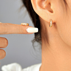 Boucles d'oreilles créoles en laiton de luxe à la mode, avec strass, or, 13x3mm