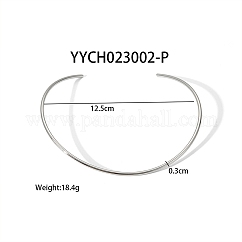 Collier ras du cou rond simple en acier inoxydable 304, bijoux tendance pour femmes, couleur inoxydable, diamètre intérieur: 4.92 pouce (12.5 cm)