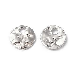 Breloques en acier inoxydable 304 anti-ternissement, texturé, breloque plat rond, couleur inoxydable, 6x1mm, Trou: 1.2mm