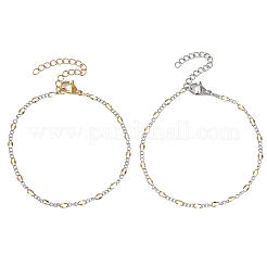 2 Stück 2 Farben 304 Edelstahl Figaro-Kettenarmband-Sets&nbsp;BJEW-JB14356-02