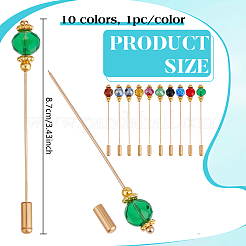 10 шт. 10-х цветные стеклянные булавки для шляп&nbsp;JEWB-BC00001