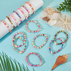 14шт 7 цвета ручной работы из полимерной глины с бусинами цвета сливы BJEW-BC00001