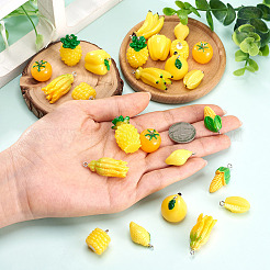 30 colgante de resina opaca con temática de frutas y verduras en 10 estilos&nbsp;AJEW-TA0005-77